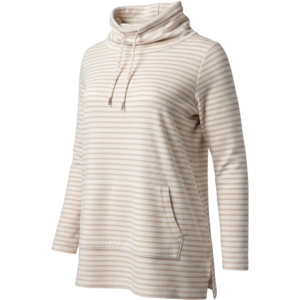 Haven Well Within Pink White Striped Pullover Sweater Women's M Funnel Cowl Neck